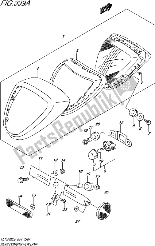 All parts for the Rear Combination Lamp of the Suzuki VL 1500B 2018