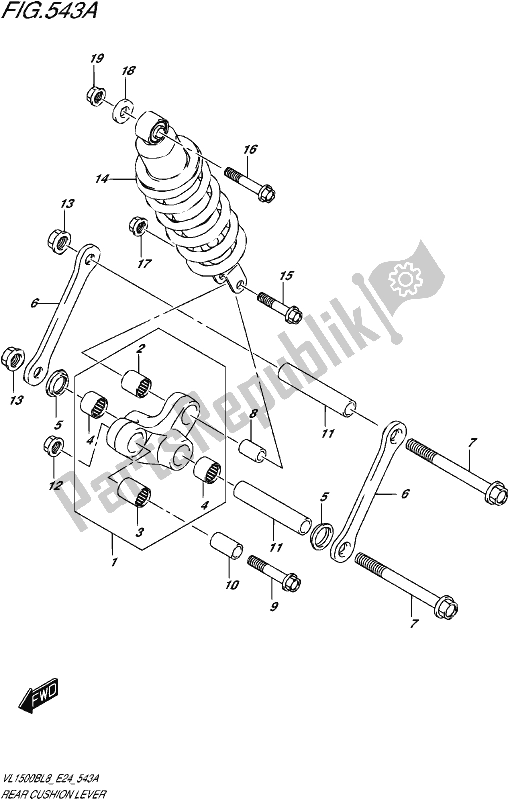 All parts for the Rear Cushion Lever of the Suzuki VL 1500B 2018