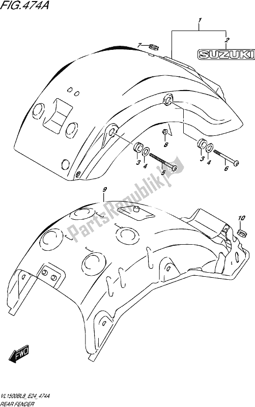 All parts for the Rear Fender of the Suzuki VL 1500B 2018