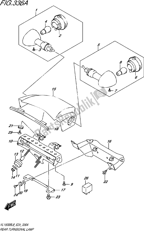 Toutes les pièces pour le Feu Clignotant Arrière du Suzuki VL 1500B 2018