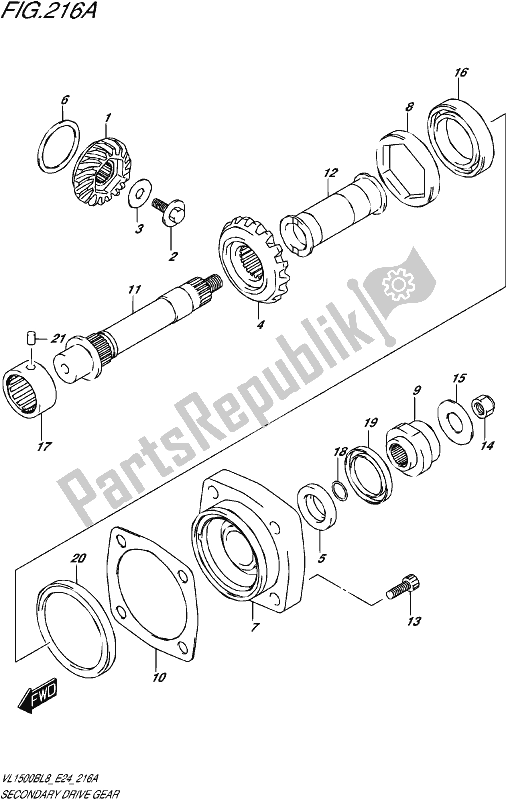 All parts for the Secondary Drive Gear of the Suzuki VL 1500B 2018