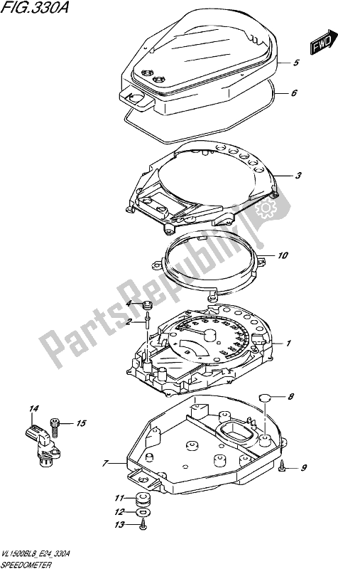 All parts for the Speedometer of the Suzuki VL 1500B 2018