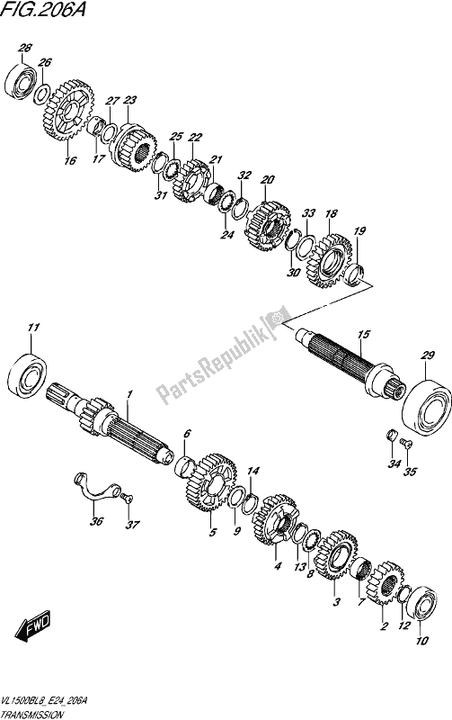 All parts for the Transmission of the Suzuki VL 1500B 2018