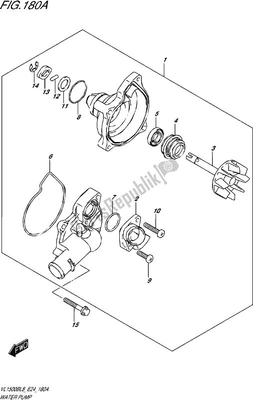 All parts for the Water Pump of the Suzuki VL 1500B 2018