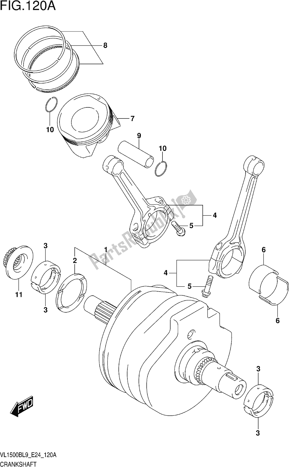 Tutte le parti per il Fig. 120a Crankshaft del Suzuki VL 1500B 2019