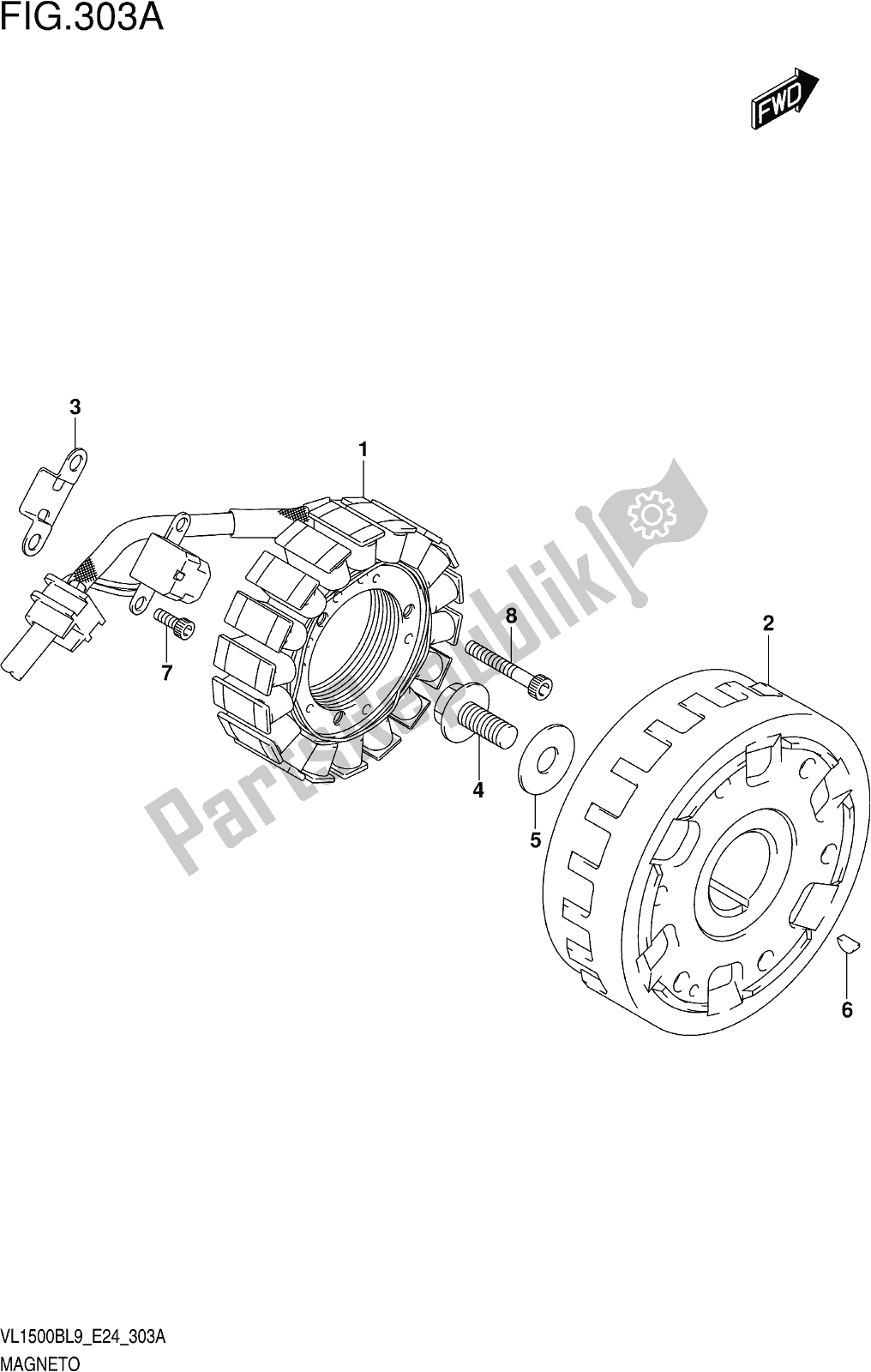 Alle onderdelen voor de Fig. 303a Magneto van de Suzuki VL 1500B 2019