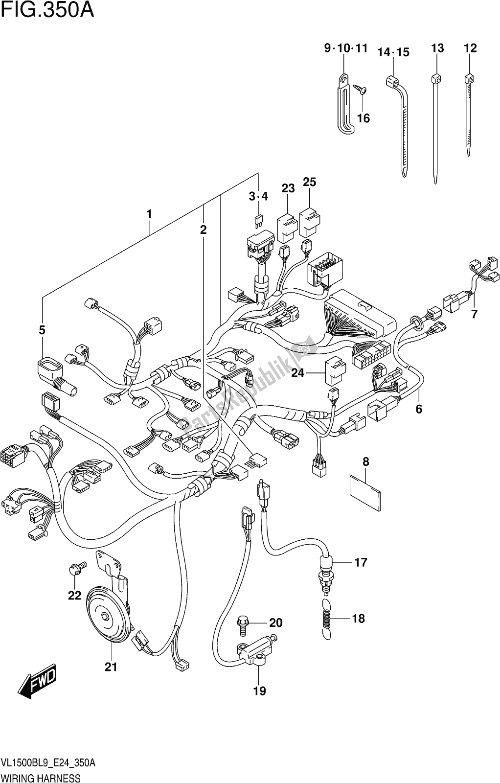 Todas las partes para Fig. 350a Wiring Harness de Suzuki VL 1500B 2019