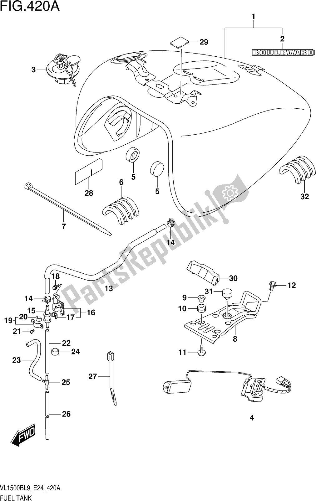 Tutte le parti per il Fig. 420a Fuel Tank del Suzuki VL 1500B 2019