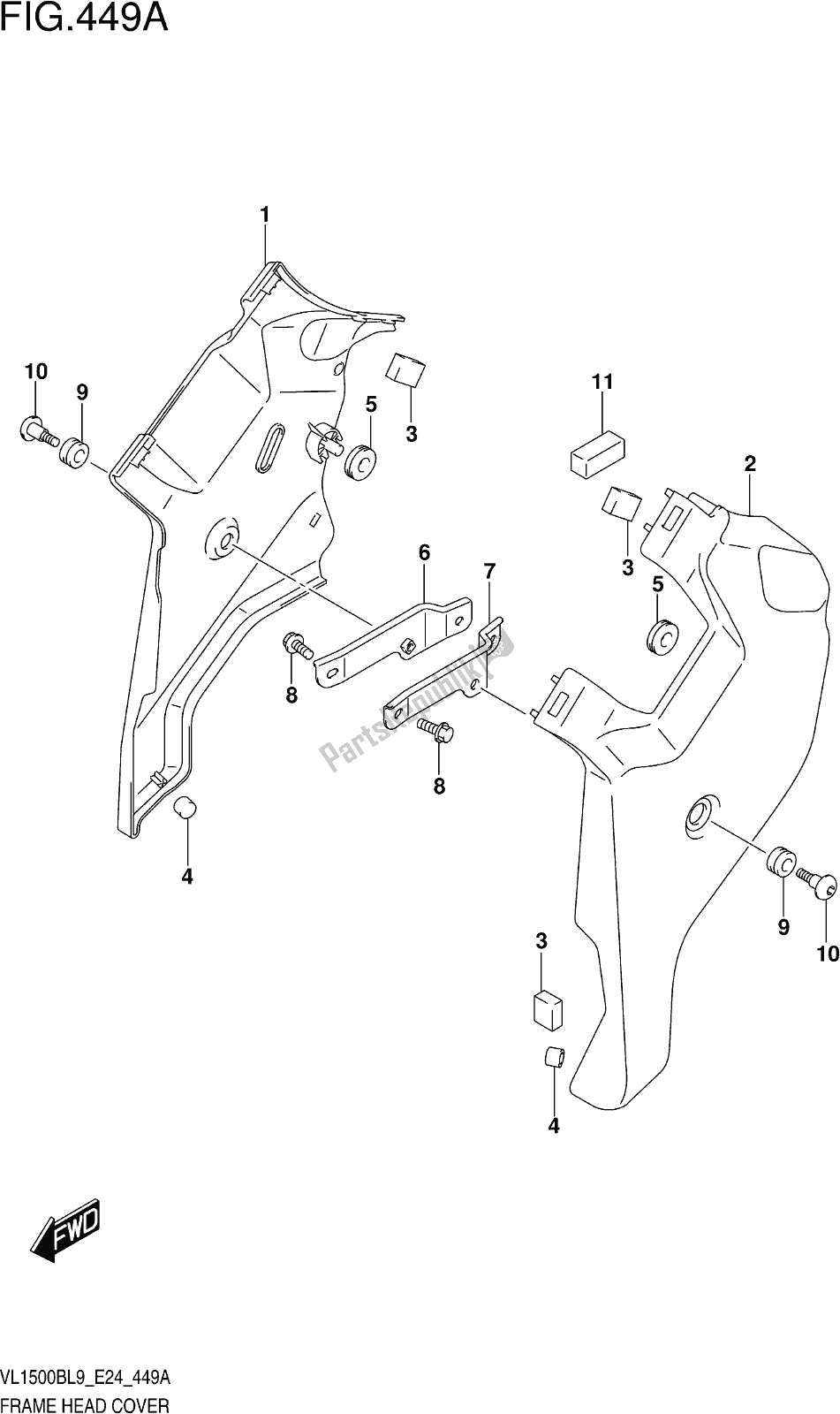 All parts for the Fig. 449a Frame Head Cover of the Suzuki VL 1500B 2019