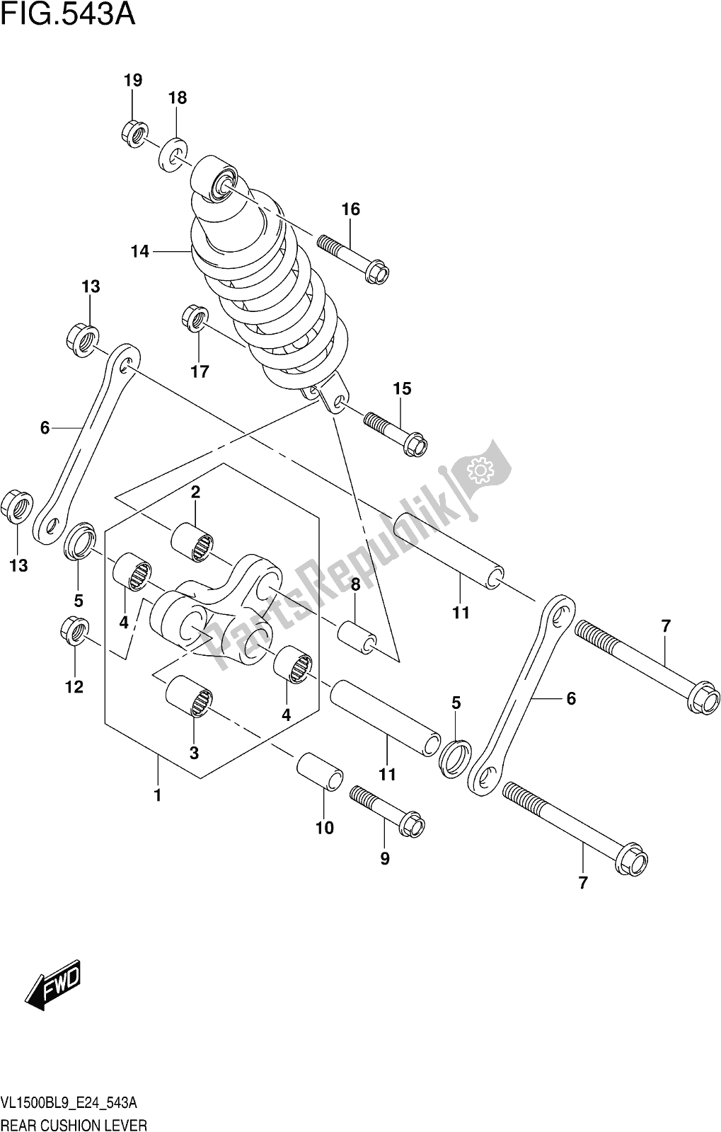 Wszystkie części do Fig. 543a Rear Cushion Lever Suzuki VL 1500B 2019