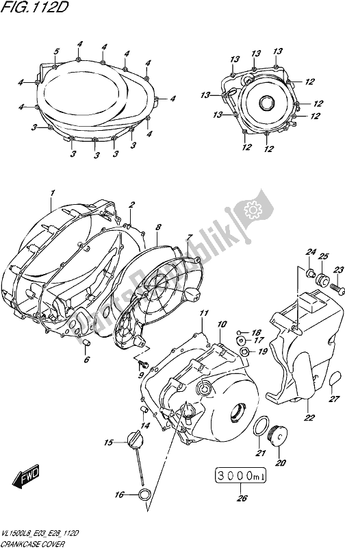 Todas as partes de Crankcase Cover (vl1500btl8 E28) do Suzuki VL 1500 BT 2018