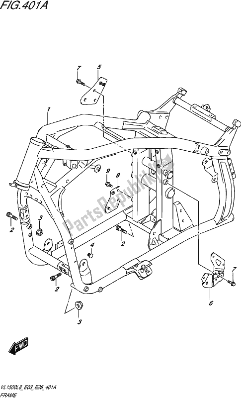 All parts for the Frame of the Suzuki VL 1500 BT 2018