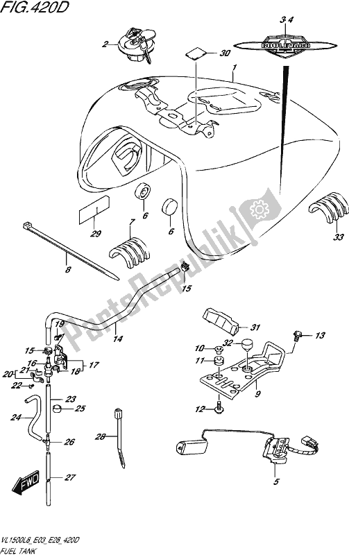 Todas las partes para Fuel Tank (vl1500btl8 E28) de Suzuki VL 1500 BT 2018