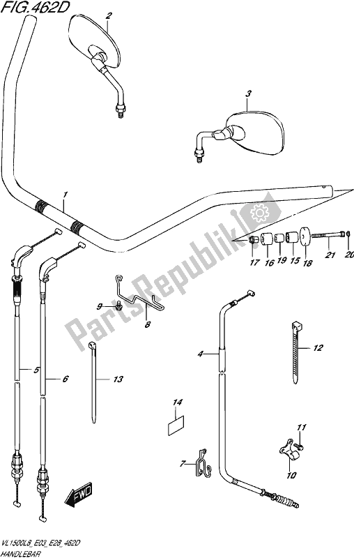 Todas as partes de Handlebar (vl1500btl8 E28) do Suzuki VL 1500 BT 2018