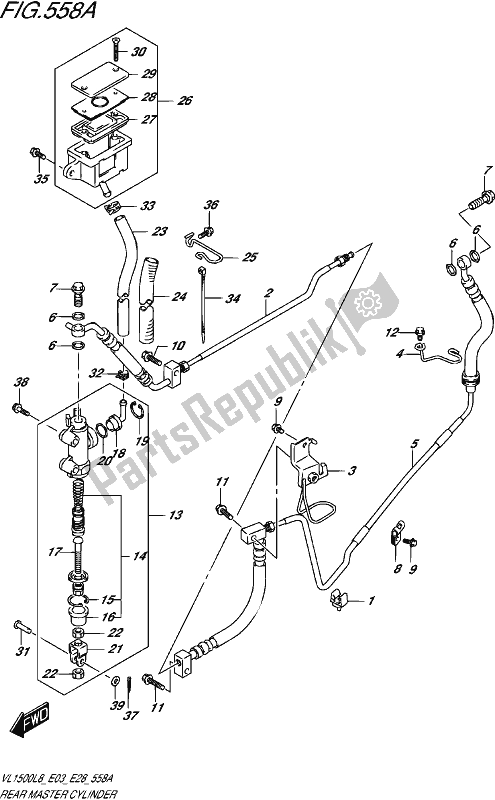 Toutes les pièces pour le Maître-cylindre Arrière du Suzuki VL 1500 BT 2018