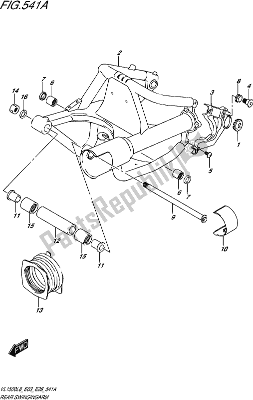 All parts for the Rear Swingingarm of the Suzuki VL 1500 BT 2018