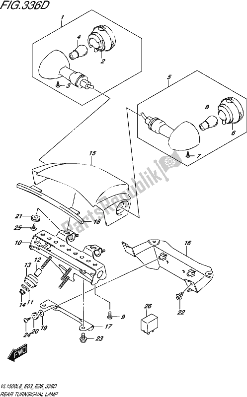 Todas as partes de Rear Turnsignal Lamp (vl1500btl8 E28) do Suzuki VL 1500 BT 2018