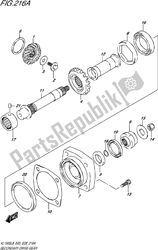 All parts for the Secondary Drive Gear of the Suzuki VL 1500 BT 2018