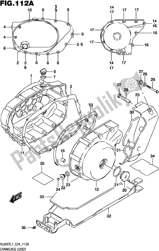 All parts for the Crankcase Cover of the Suzuki VL 800T 2017