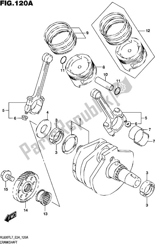 All parts for the Crankshaft of the Suzuki VL 800T 2017