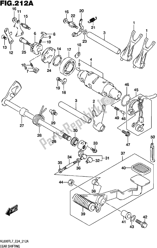 All parts for the Gear Shifting of the Suzuki VL 800T 2017