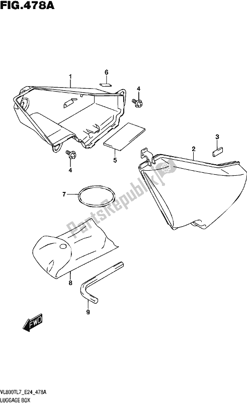 All parts for the Luggage Box of the Suzuki VL 800T 2017