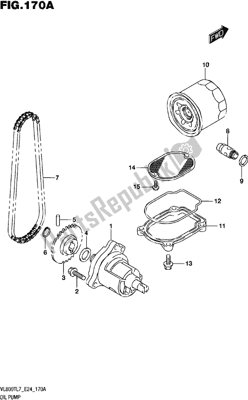 All parts for the Oil Pump of the Suzuki VL 800T 2017