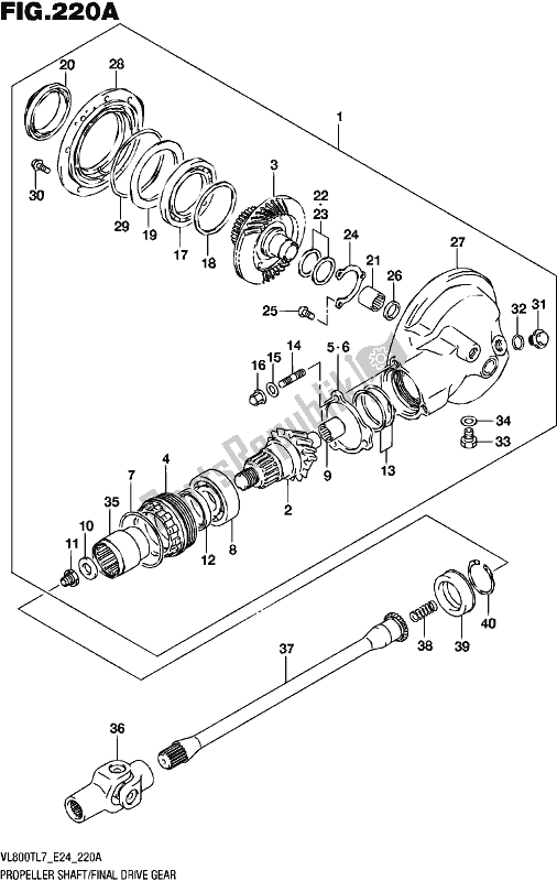 All parts for the Propeller Shaft/final Drive Gear of the Suzuki VL 800T 2017