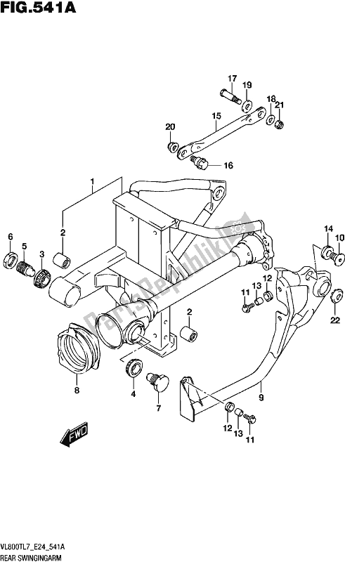 All parts for the Rear Swingingarm of the Suzuki VL 800T 2017