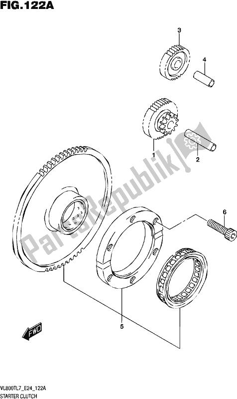 All parts for the Starter Clutch of the Suzuki VL 800T 2017