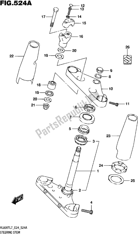 All parts for the Steering Stem of the Suzuki VL 800T 2017