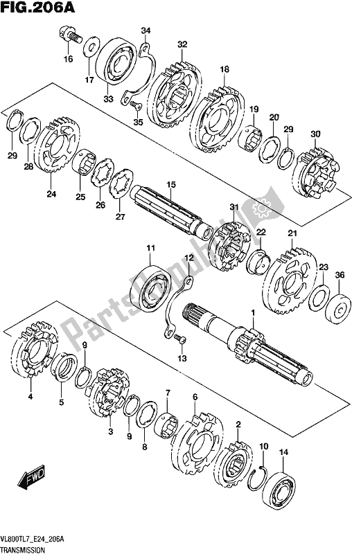 All parts for the Transmission of the Suzuki VL 800T 2017