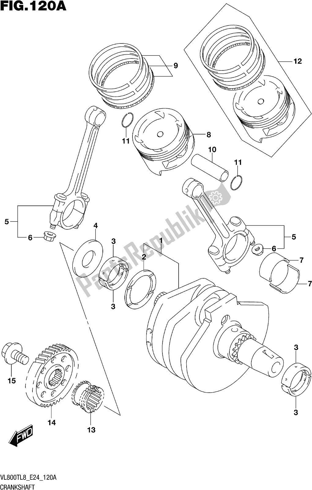 Todas as partes de Fig. 120a Crankshaft do Suzuki VL 800T 2018