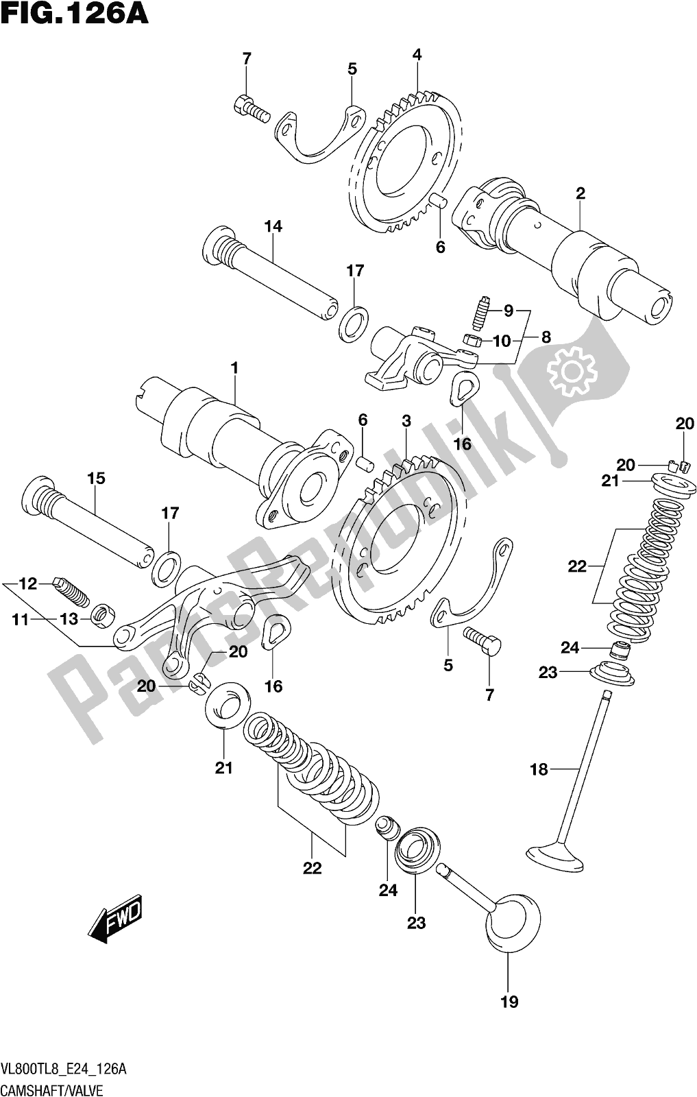 Todas as partes de Fig. 126a Camshaft/valve do Suzuki VL 800T 2018