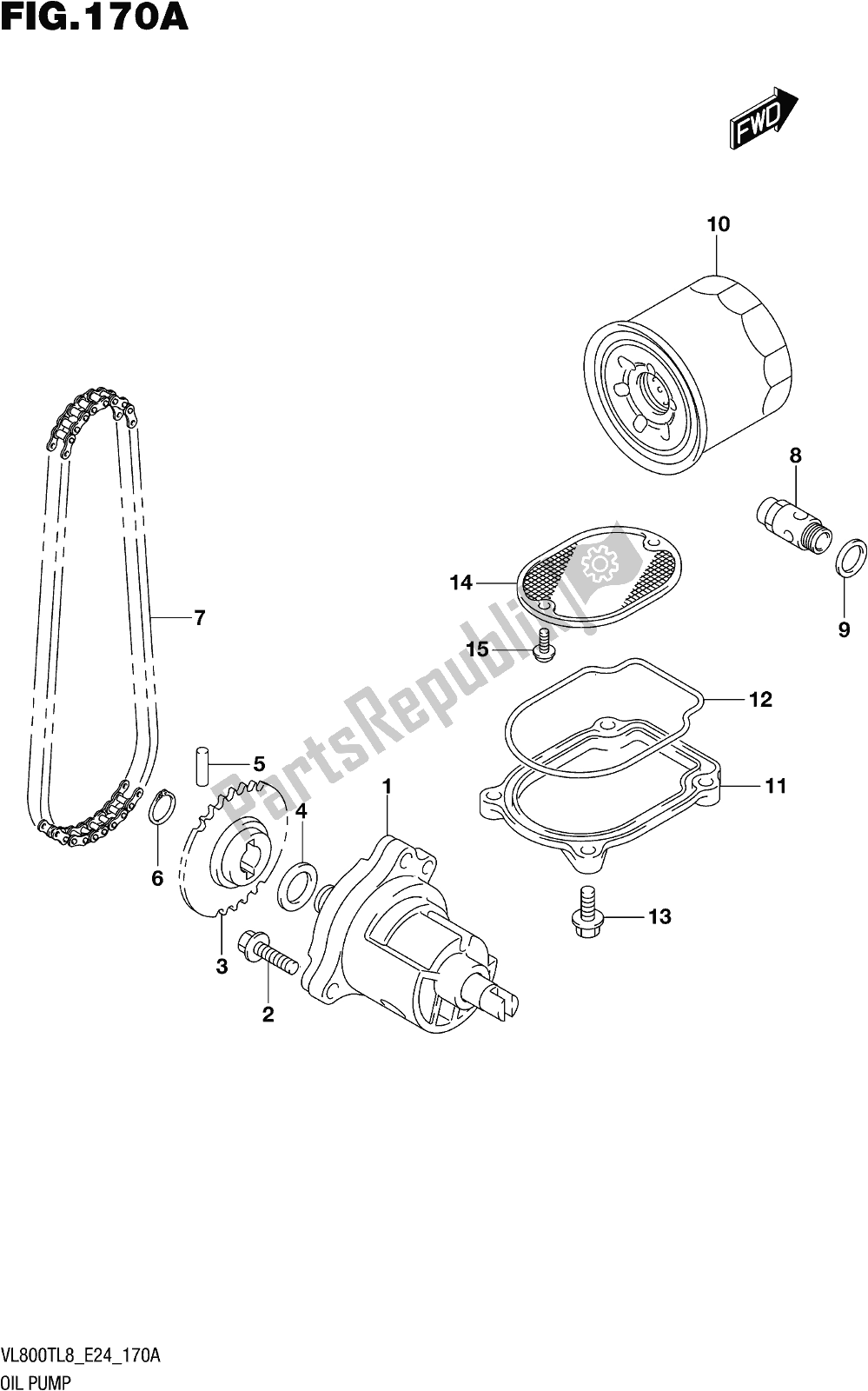 All parts for the Fig. 170a Oil Pump of the Suzuki VL 800T 2018