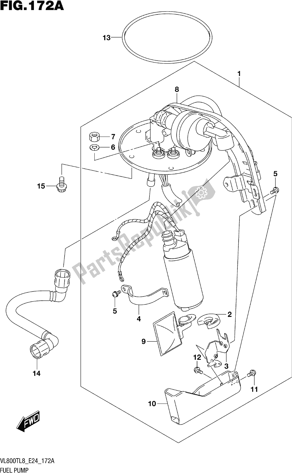 All parts for the Fig. 172a Fuel Pump of the Suzuki VL 800T 2018