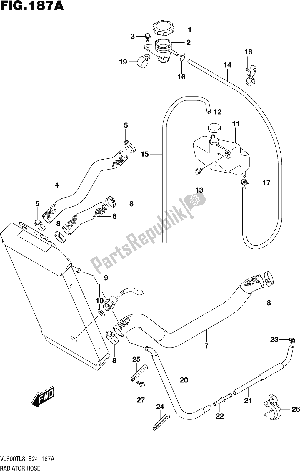 Toutes les pièces pour le Fig. 187a Radiator Hose du Suzuki VL 800T 2018