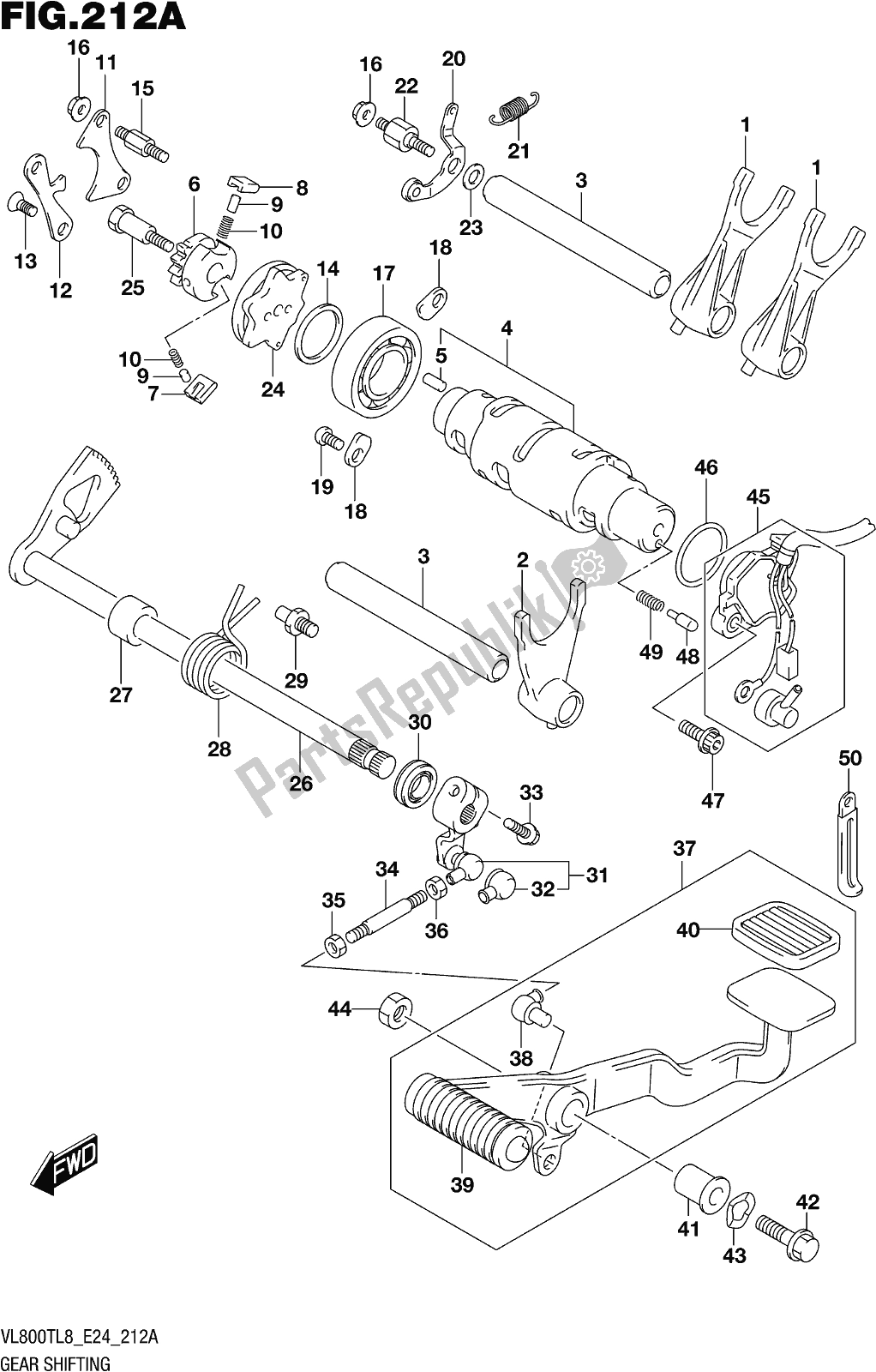 All parts for the Fig. 212a Gear Shifting of the Suzuki VL 800T 2018