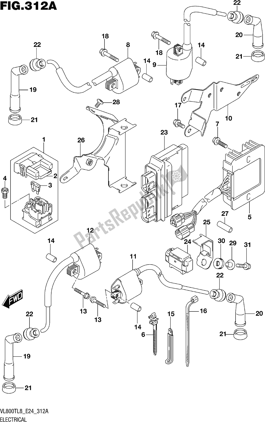 Todas las partes para Fig. 312a Electrical de Suzuki VL 800T 2018