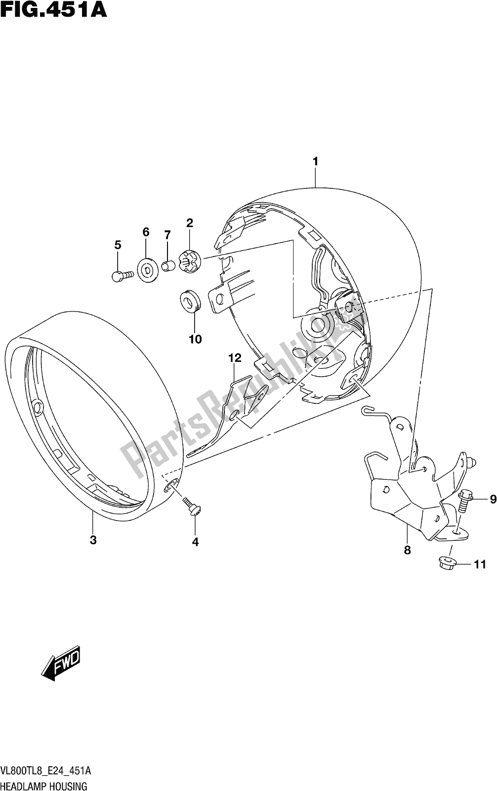 Todas las partes para Fig. 451a Headlamp Housing de Suzuki VL 800T 2018