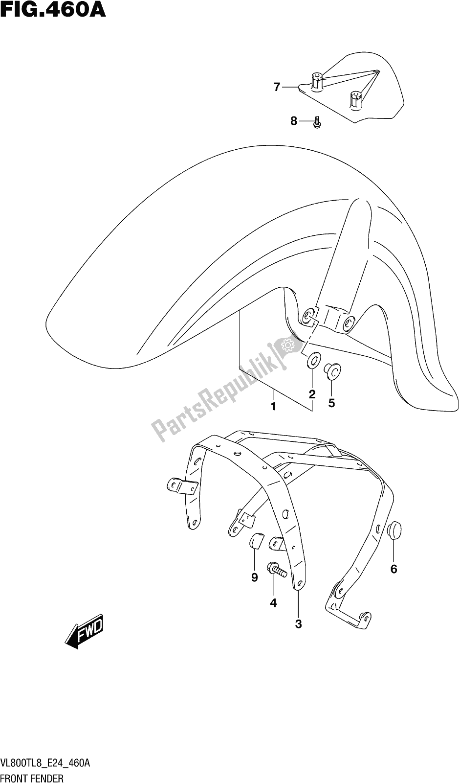 Toutes les pièces pour le Fig. 460a Front Fender du Suzuki VL 800T 2018