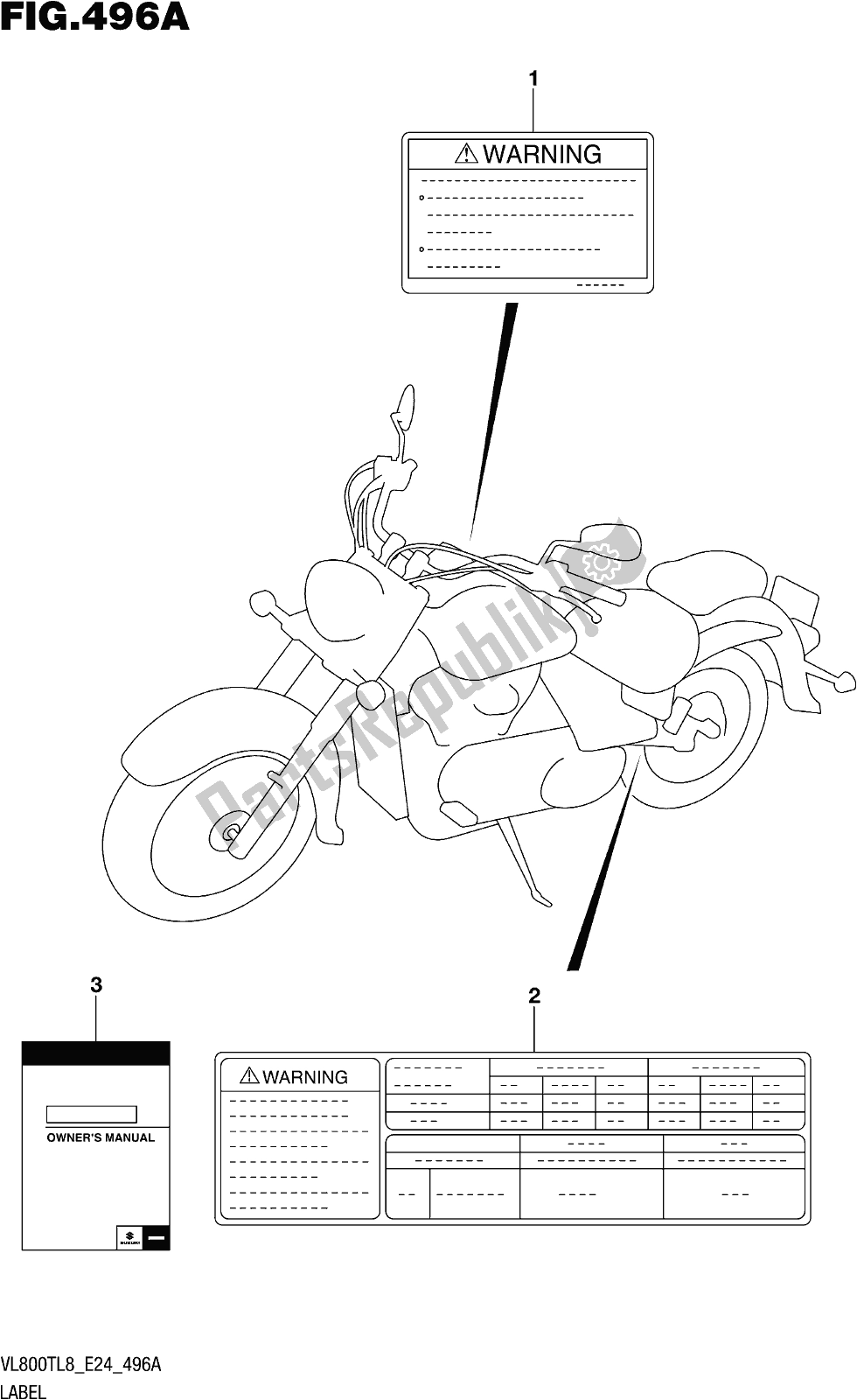 All parts for the Fig. 496a Label of the Suzuki VL 800T 2018