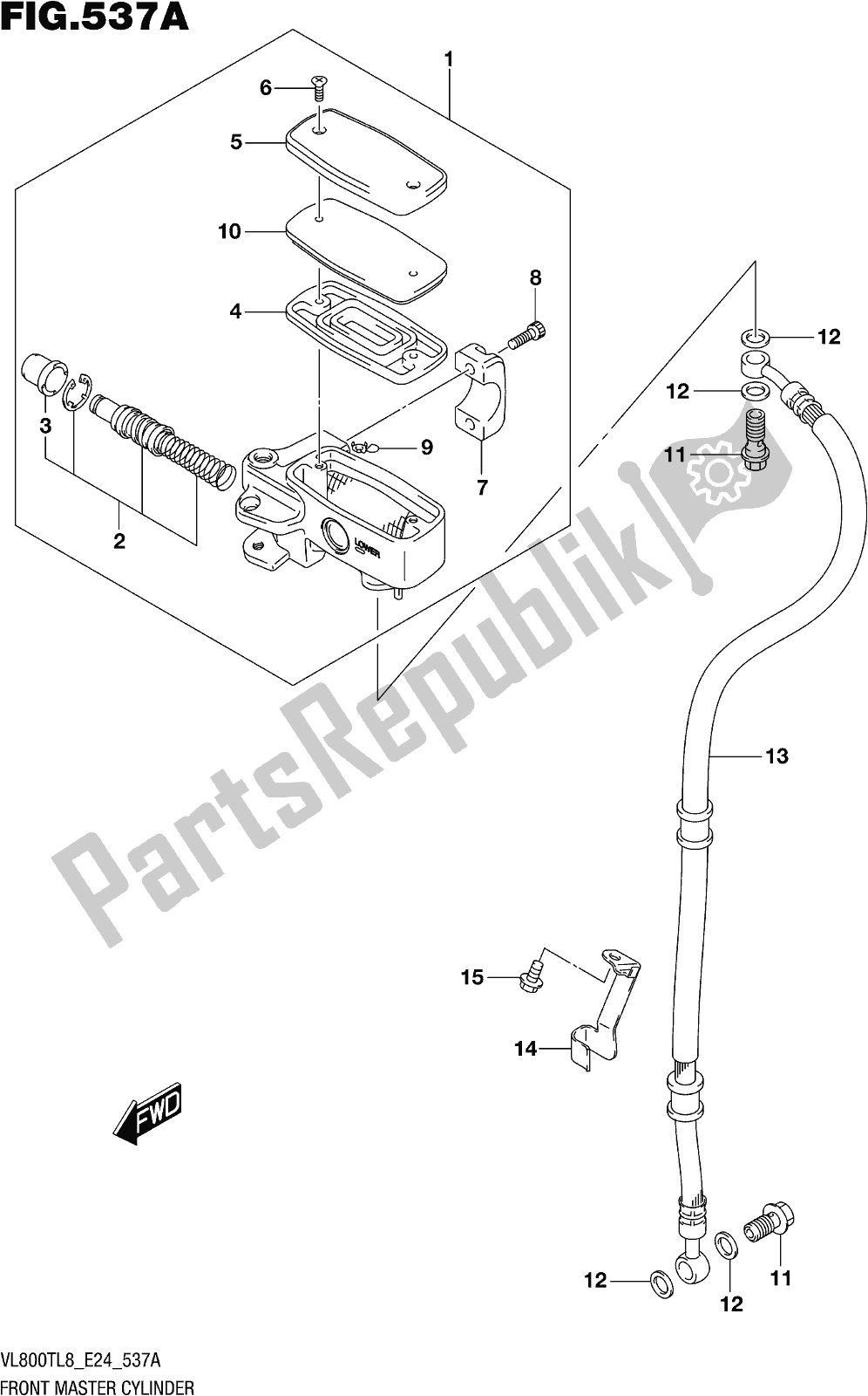 All parts for the Fig. 537a Front Master Cylinder of the Suzuki VL 800T 2018