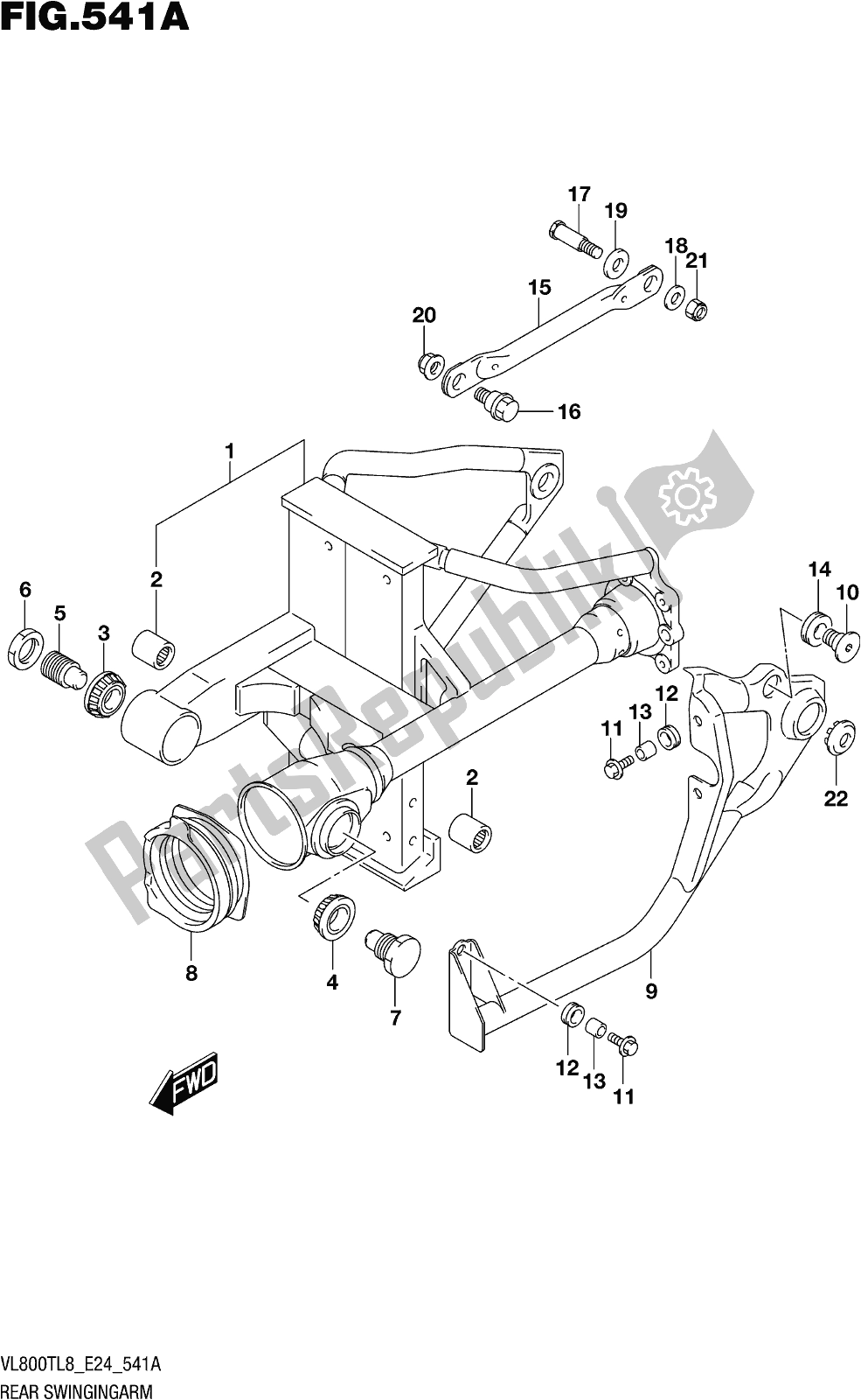 Tutte le parti per il Fig. 541a Rear Swingingarm del Suzuki VL 800T 2018