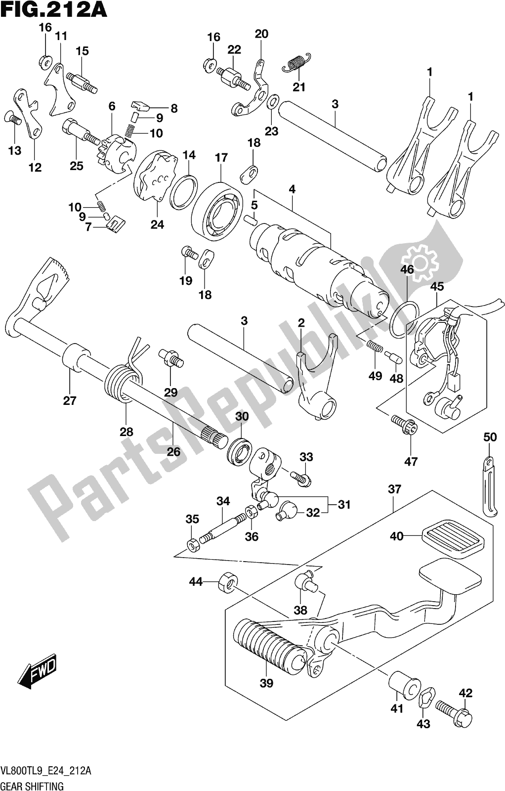 All parts for the Fig. 212a Gear Shifting of the Suzuki VL 800T 2019