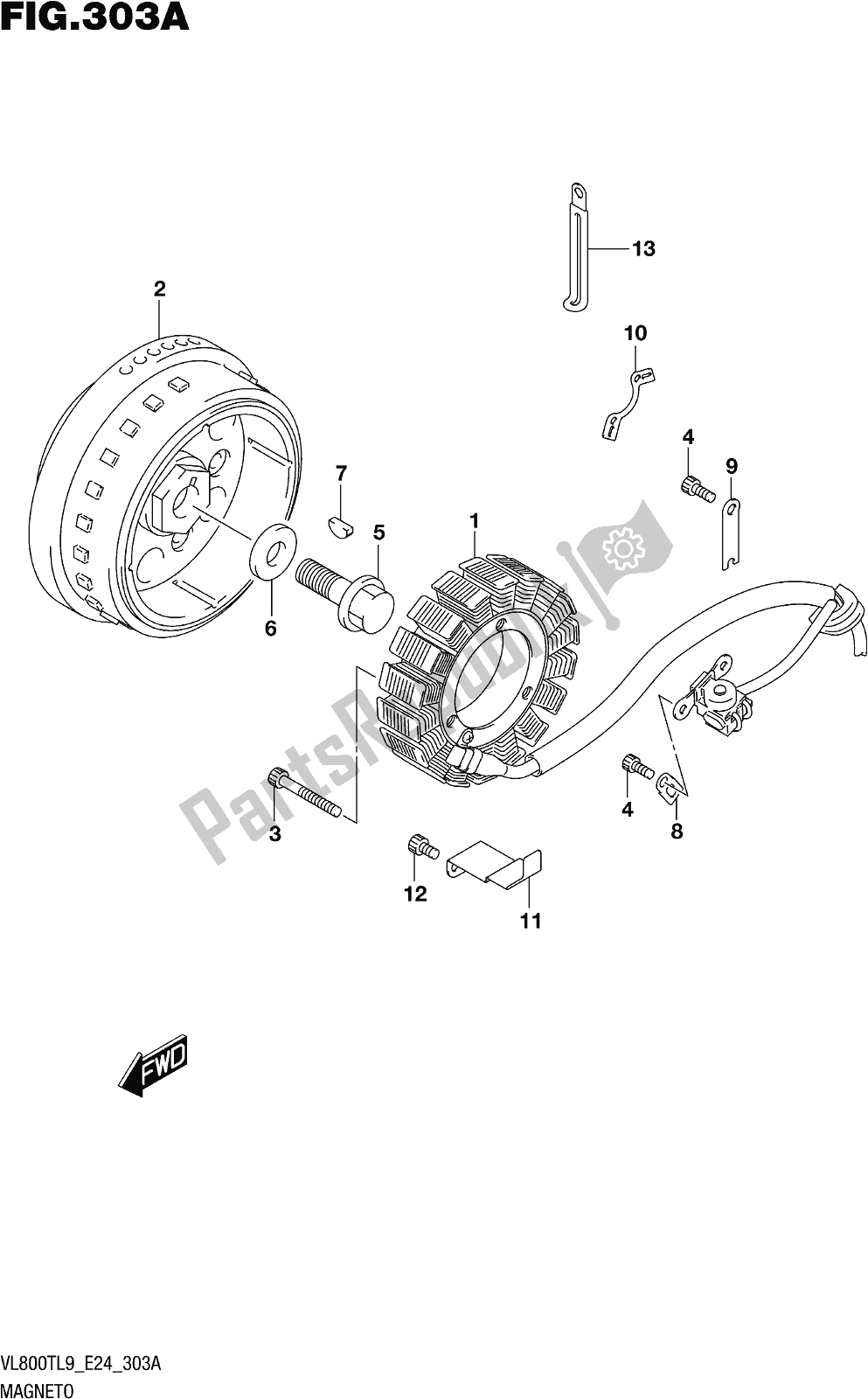 All parts for the Fig. 303a Magneto of the Suzuki VL 800T 2019