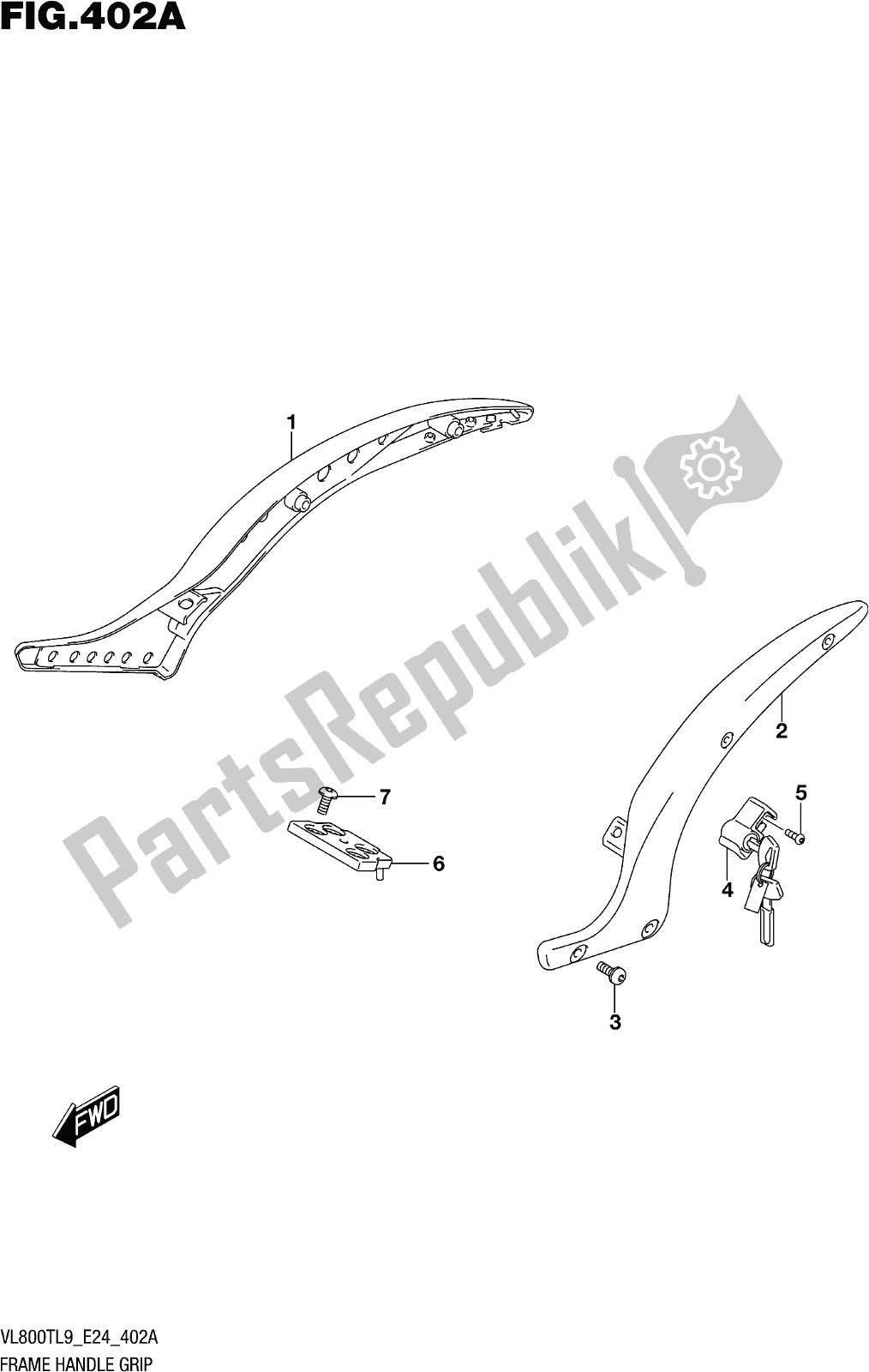 All parts for the Fig. 402a Frame Handle Grip of the Suzuki VL 800T 2019