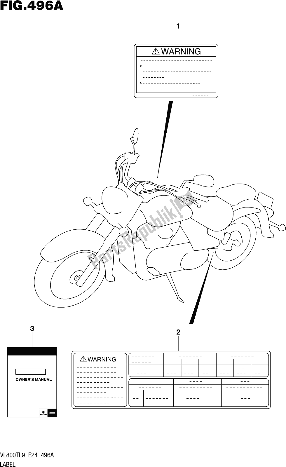 All parts for the Fig. 496a Label of the Suzuki VL 800T 2019