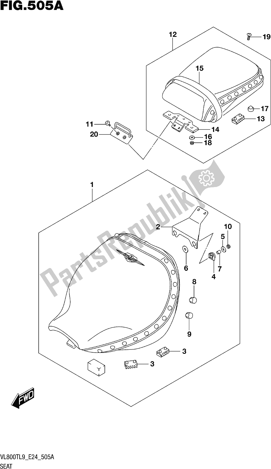 Toutes les pièces pour le Fig. 505a Seat du Suzuki VL 800T 2019