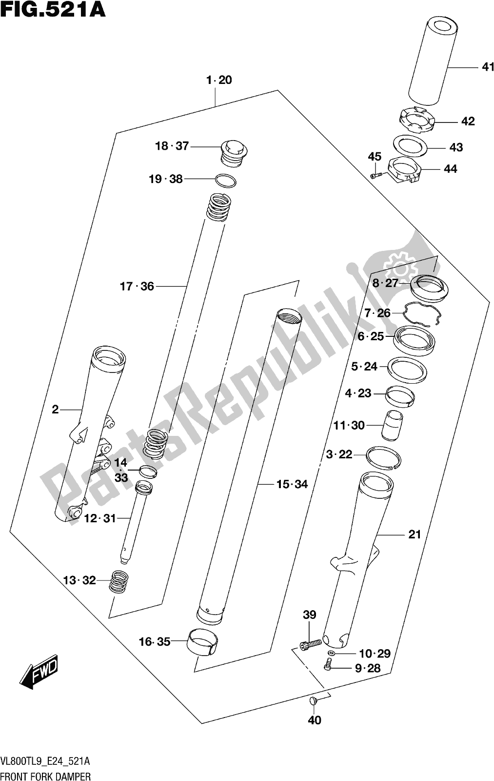 Toutes les pièces pour le Fig. 521a Front Fork Damper du Suzuki VL 800T 2019